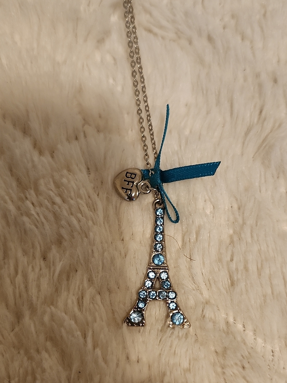 Blue Crystal Eiffel Tower Pendant Necklace